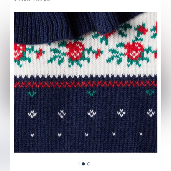 Janie and Jack BABY ROSE FAIR ISLE SWEATER ROMPER - Picture 3 of 4